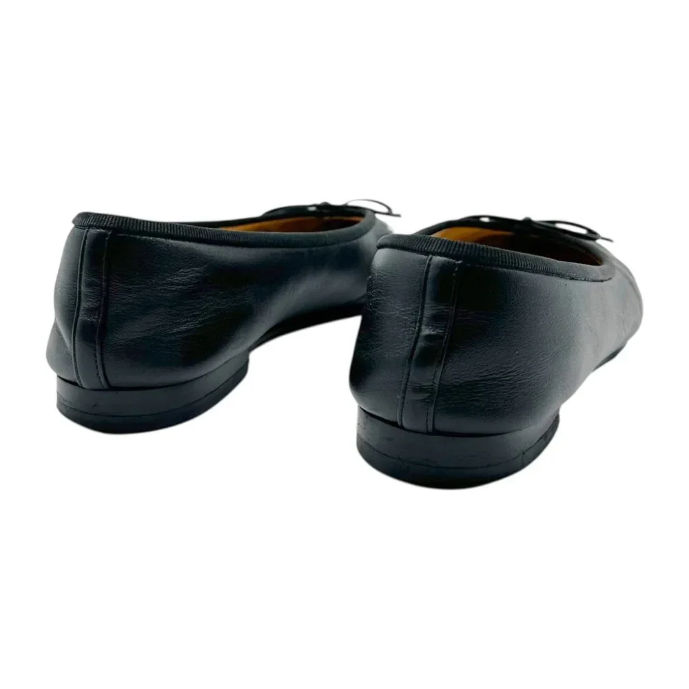 Chanel Metallic Gold & Black Canvas Logo Ballet Flats - Picture 9 of 10